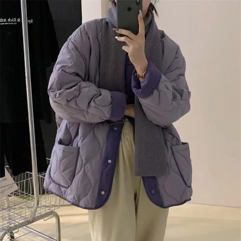 Women's Argyle Panelled Patchwork Padded Jacket Autumn Winter Long Sleeve Quilted Jacket Lightweight Coats New Ladies Outerwear