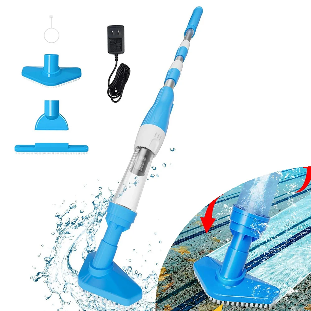 

Rechargeable Pool Vacuum Cleaner Handheld Pool Cleaner Pool Skimmer Filter Replaceable Nozzle for Spas Hot Tub Small Pools