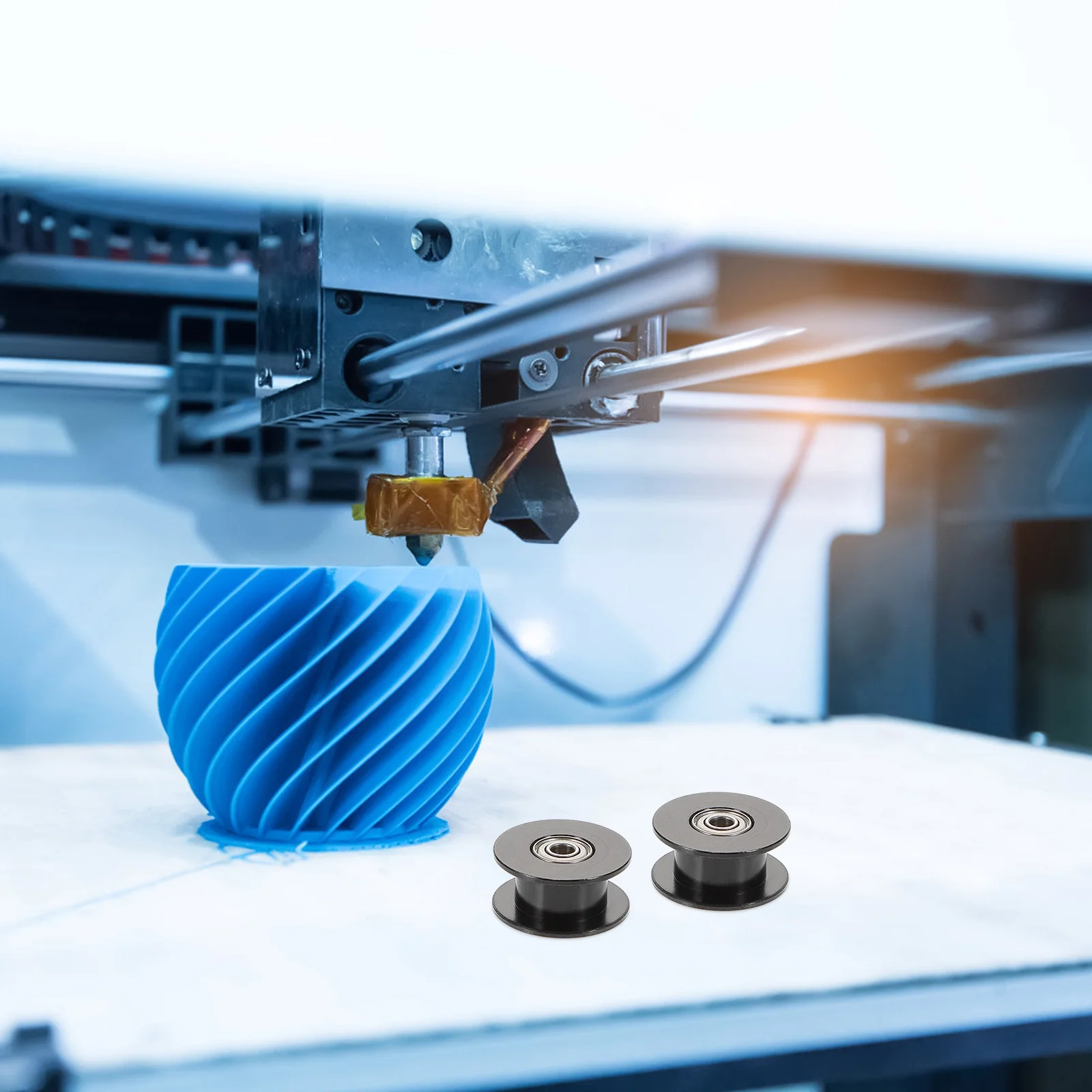 

2Pcs 3D Printer Synchronous Wheel 20 Teeth Aluminum Alloy Idler Pulley Timing Belt Wheel Durable Wear-Proof Cnc Milling Machine