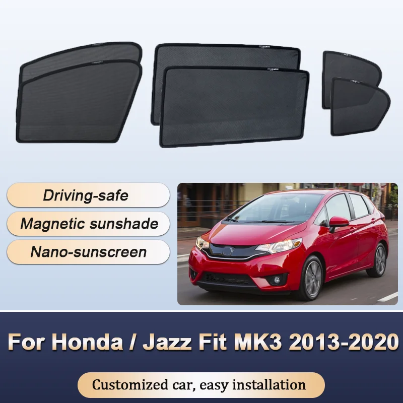 Parasoles para Honda Fit Jazz MK3 2013 2014 2015 2016 2017-2020, parasoles magnéticos con aislamiento térmico, visera de ventana, accesorios para coche
