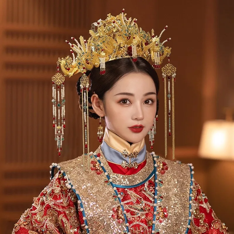 Couvre-chef de style Y Ming, mariée de style chinois haut de gamme, couronne de phénix de mariage Han, accessoires de mariage luxueux