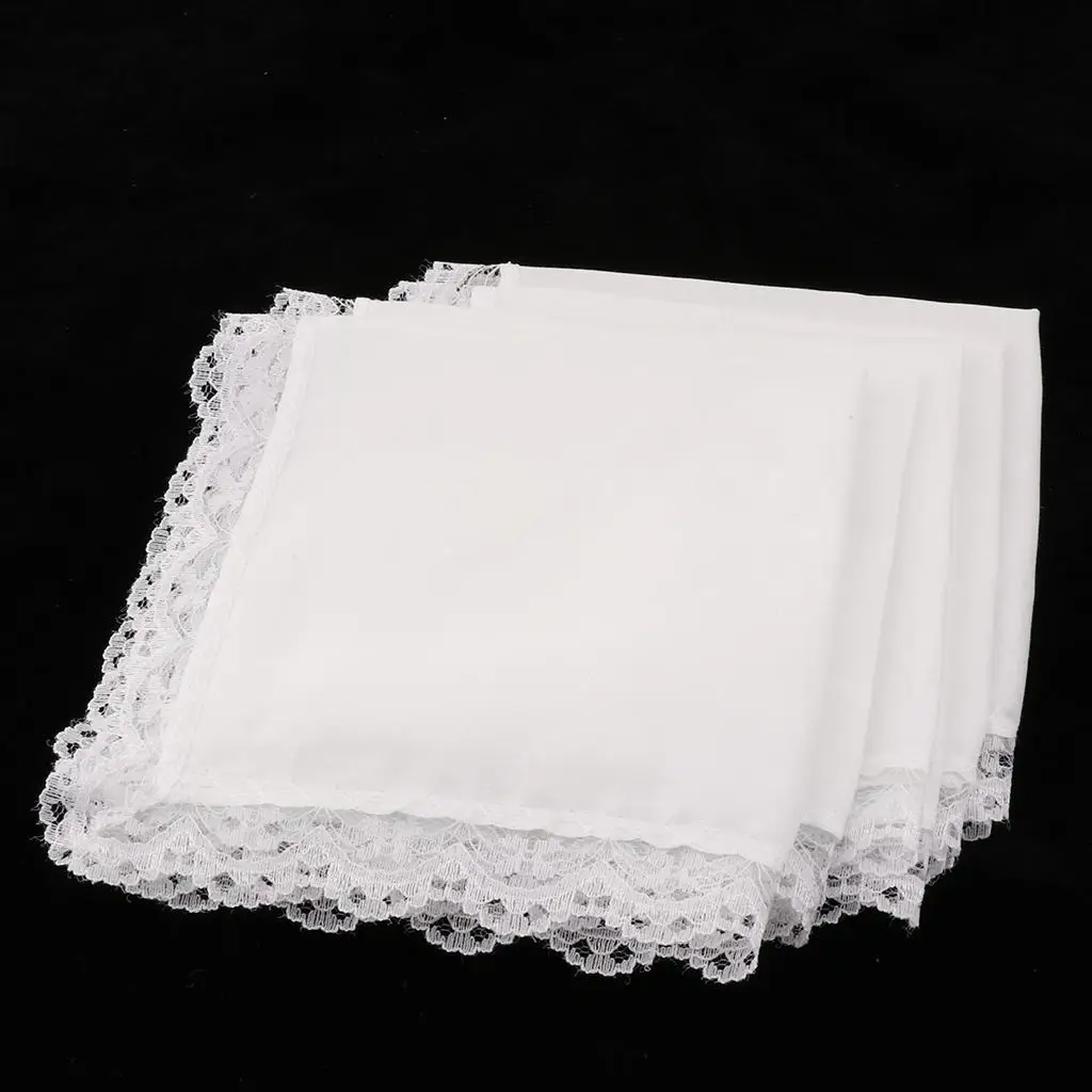 Ladies Embroidery White Lace Wedding Decor Hankies 23x25cm