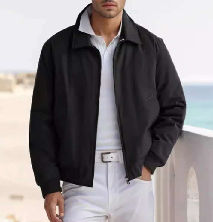 2026 Spring and Autumn Simple Commuter Jacket Men's Zipper Lapel Jacket