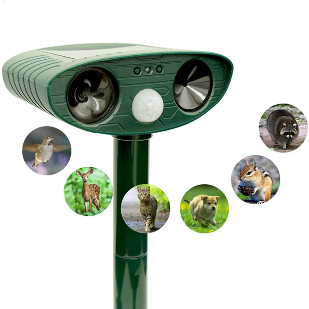 Ultrasonic Animal Deterrent Repeller with Motion Sensor Solar Cat Repellent Dog Deterrent Outdoor Garden Supplies