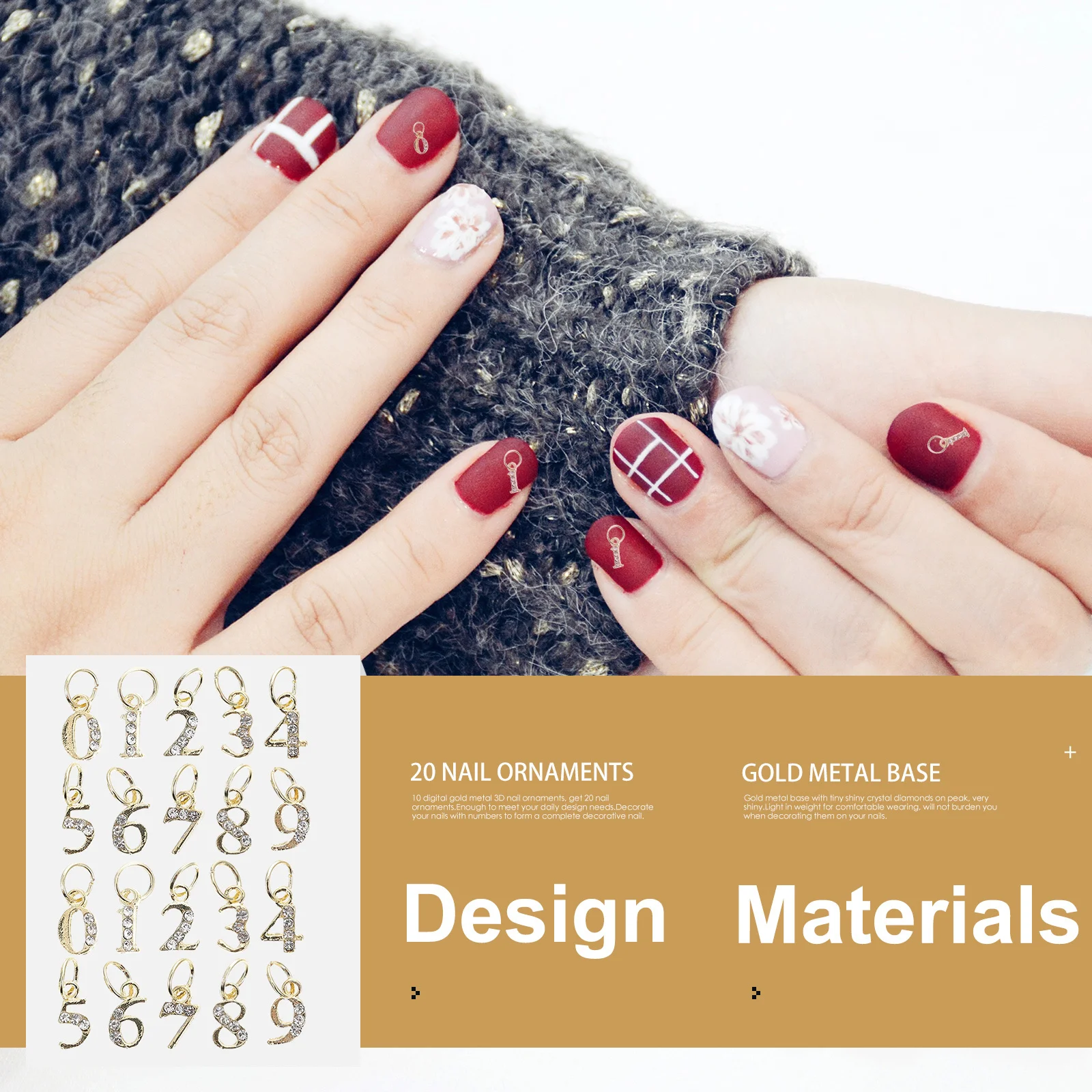 Décorations en strass en métal, 20 pièces, breloques légères et résistantes à l'usure pour femmes, Nail Art décoratif, pendentif croix