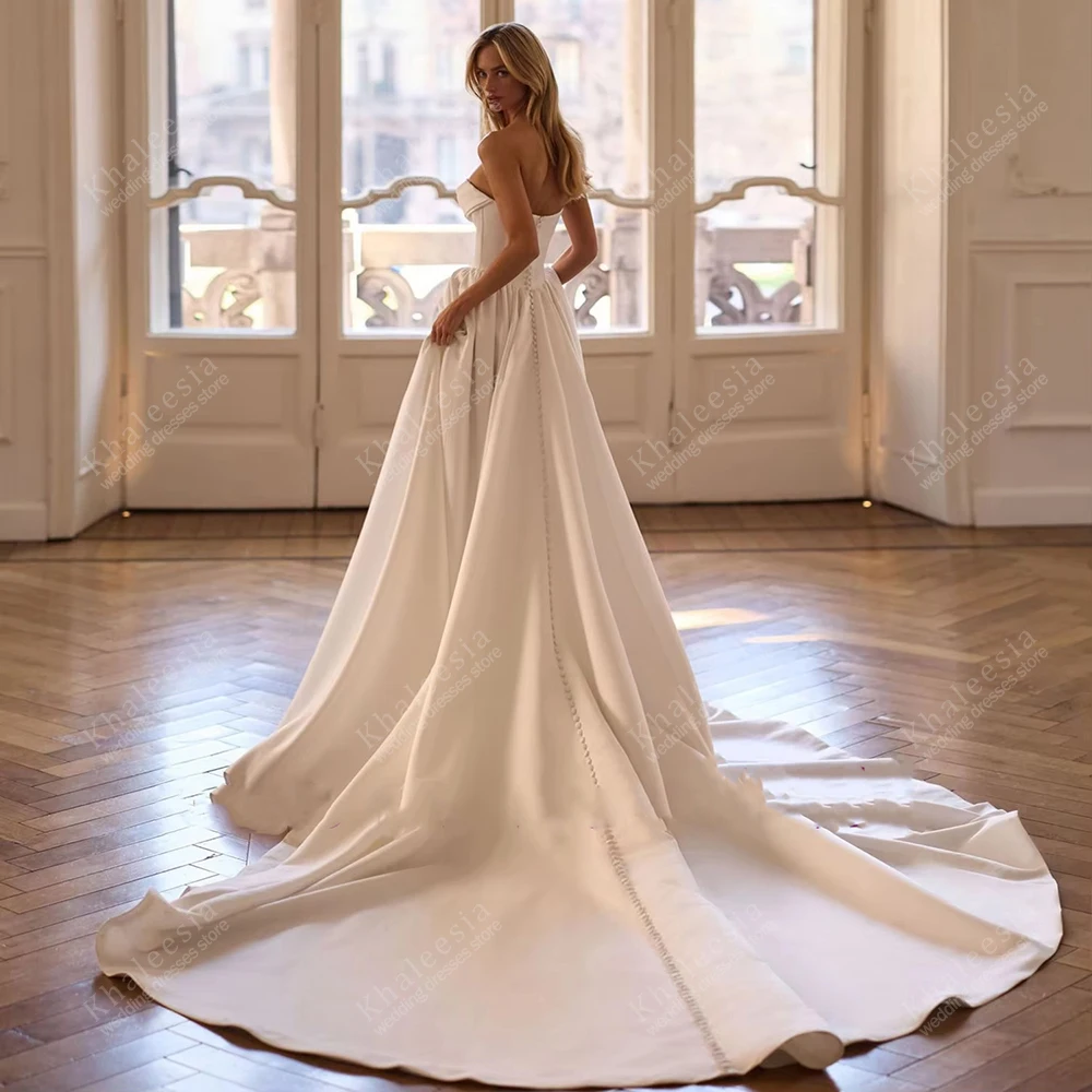 Elegant Wedding Dresses A Line Bridal Gowns Simple Robes For Formal Party Sexy Strapless Backless Vestidos De Novia Customized