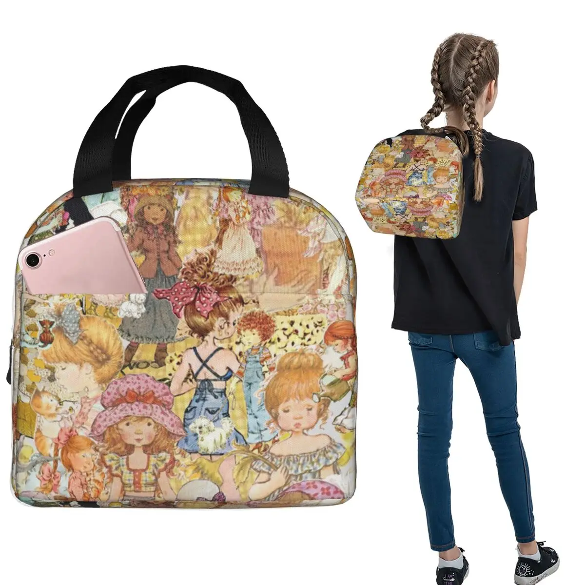 

Sarah Kay Insulated Lunch Bag for Women Children Portable Food Boxes Thermal Lunch Box Tote