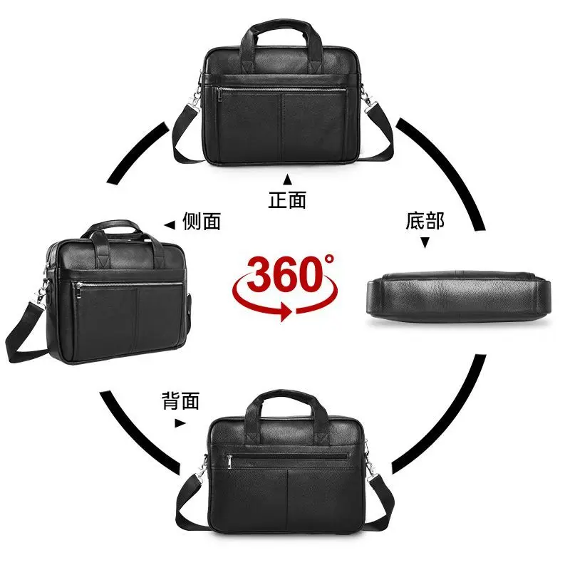 2025 Nuovo lusso 100% mucca vera pelle da uomo d'affari valigetta borsa a tracolla maschile borsa a tracolla da uomo borsa per computer tote