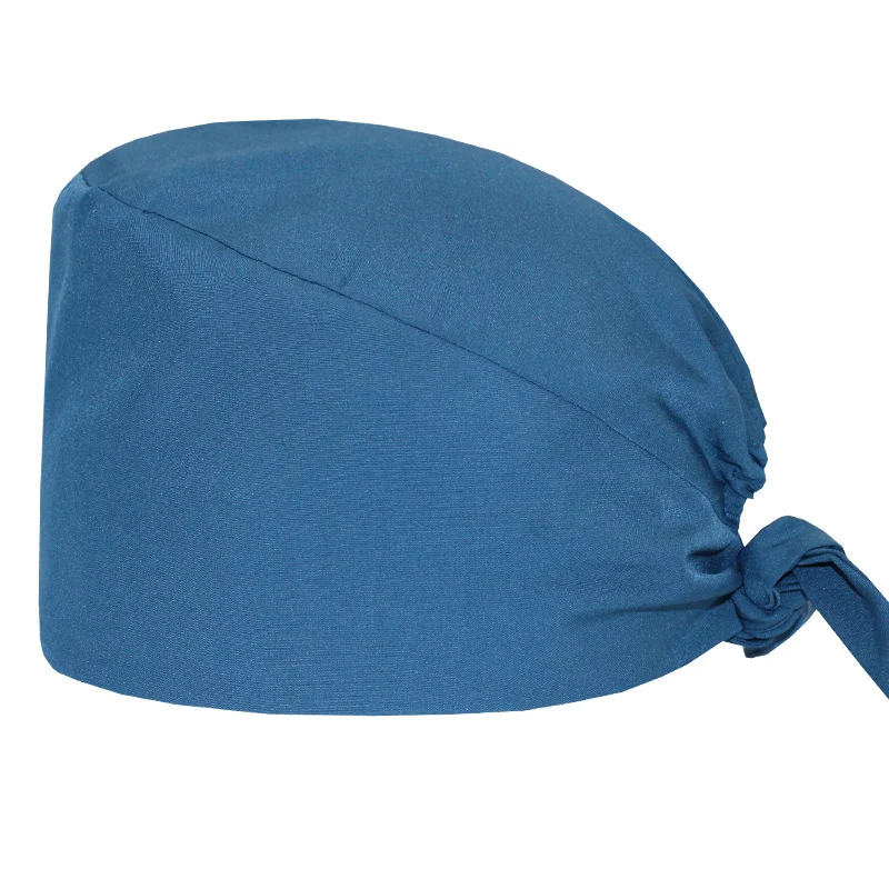New Solid Color Stretch Scrub Caps Dental Clinic Nursing Hats Doctor Headwear Quick Dry Operating Room Caps with Buttons MSG-01