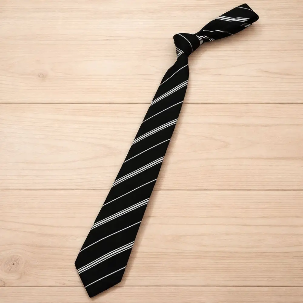 Black Men's Hand-Tied Tie Diagonal Stripe Shirt Accessories Wedding Neck Ties Classic Style Lazy Necktie Business Suit Accessory