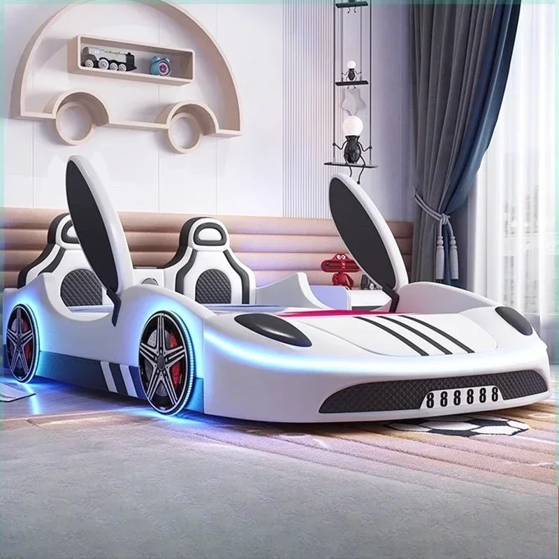 luxury opened lights car children beds car door frame bases full size individual kids bed cama casal bedroom for furniture home