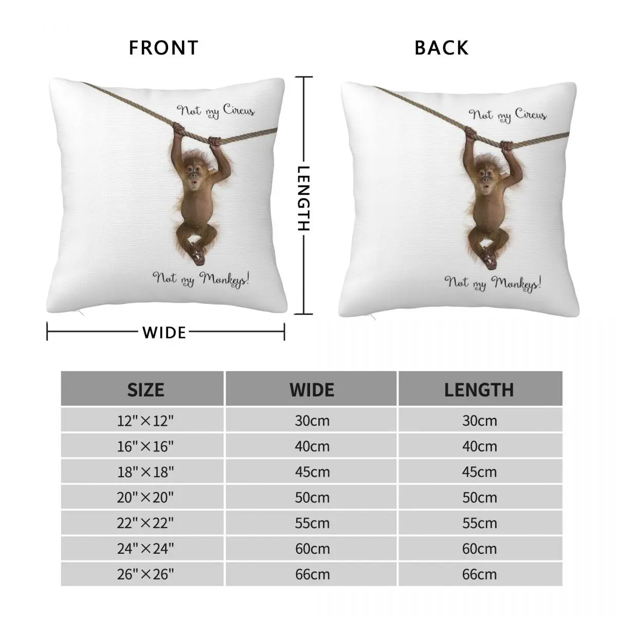 Not My Circus Not My Monkeys Square Pillowcase Polyester Linen Velvet Pattern Decorative Pillow Case Sofa Seater Cushion Cover