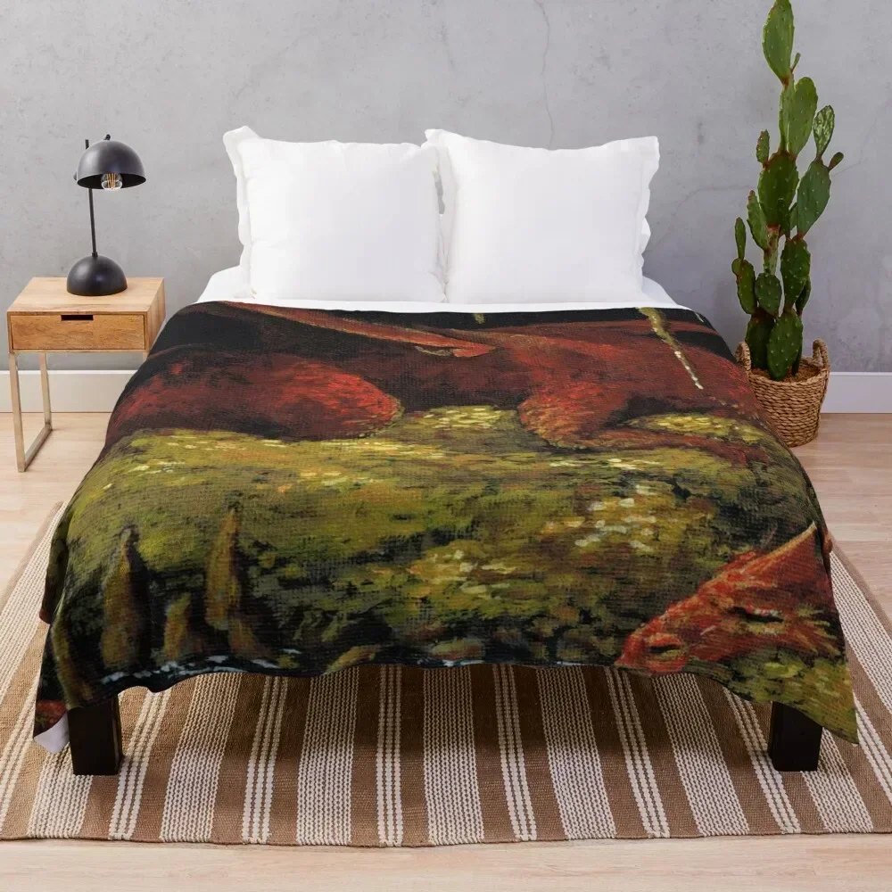 Dragon's Cave Lair and Treasure Hoard - Painting Throw Blanket Breathable Lightweight Blanket for Adults Kids