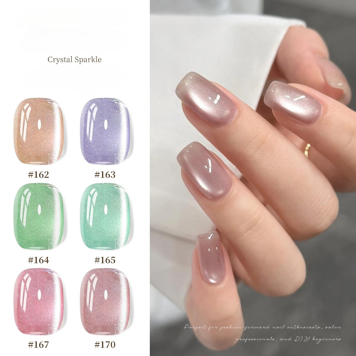 

6pcs Glass Bead Glitter Cat Eye Magnetic Nail Gel Semi Permanent Soak Off UV/LED Brightening Gel Varnishes For Salon Nail Art