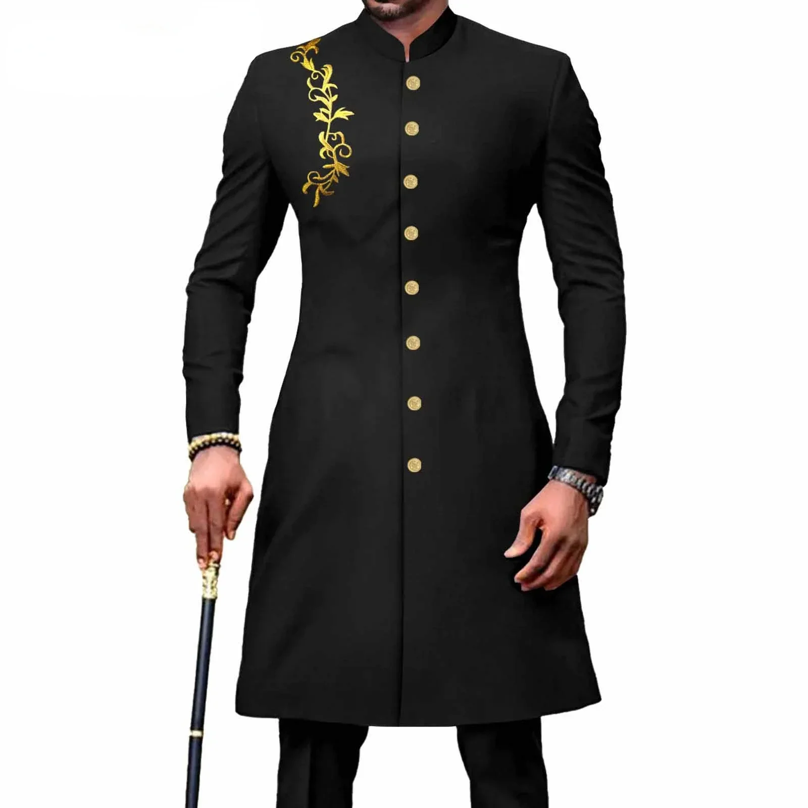 Afrikanische Kleidung für Männer Anzug 2 Stück Jacke Hosen traditionelle Hochzeit Slim Fit einfarbige Festival Party afrikanischen ethnischen Stil