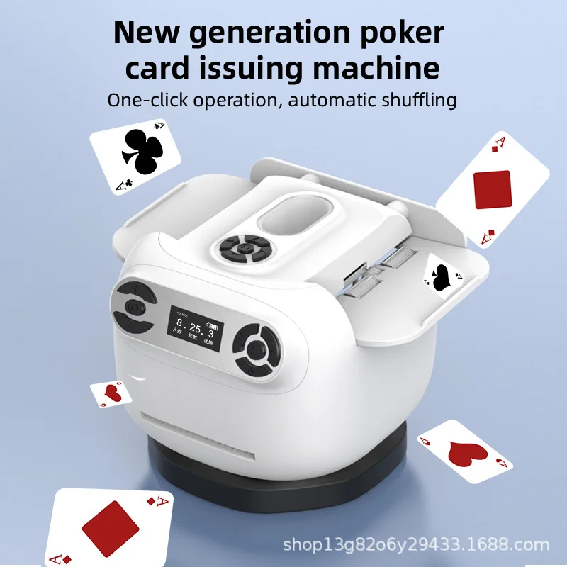 Automatic Card Shuffler and Dealer Machine 360 Degree Rotating 2 Deck Electric Casino Card Shufflers Built-in Gameplays