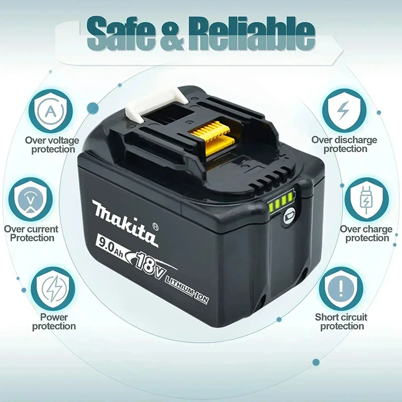 100% Original Makita Battery, 6.0Ah Rechargeable Battery 18V, Replacing Makita BL1830B L1840B L1850B L1860B, Power Tool Battery