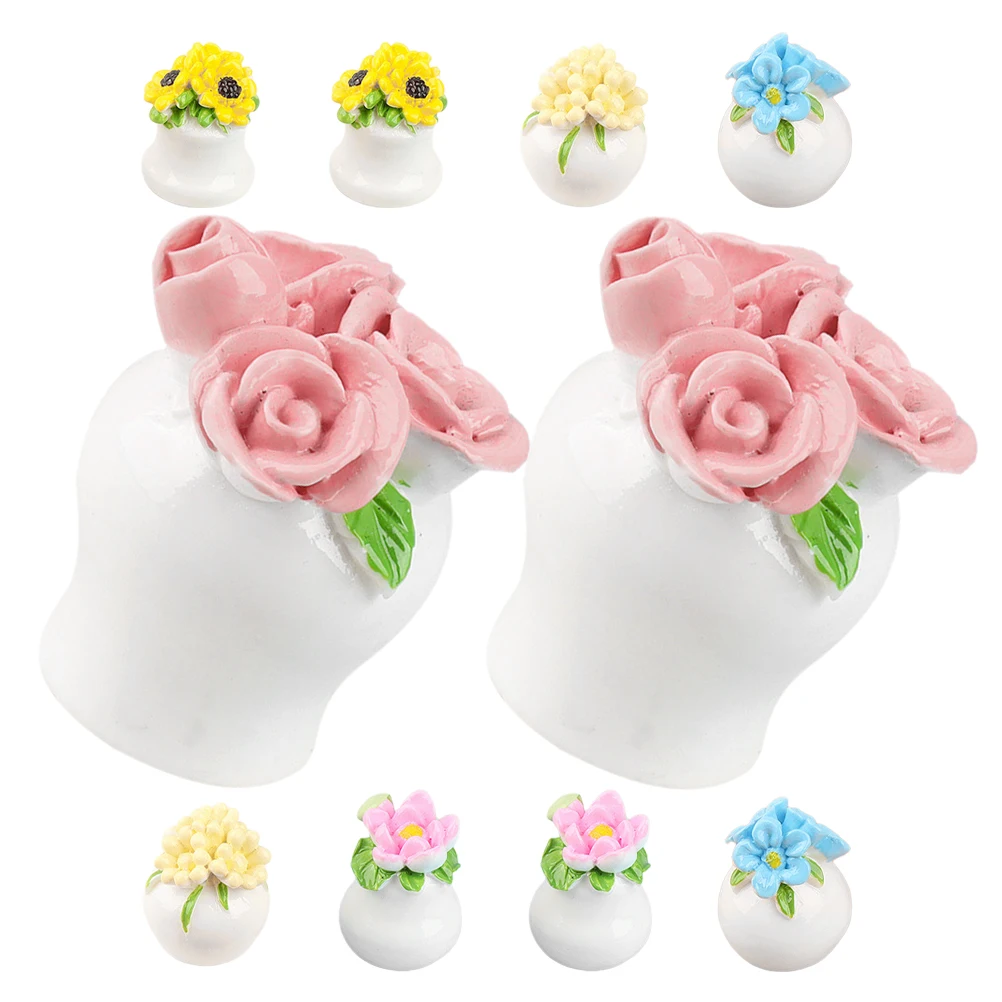 

10 Pcs Three-dimensional Potted Decorations Plants Miniature Bonsai Imitation Ornaments Model