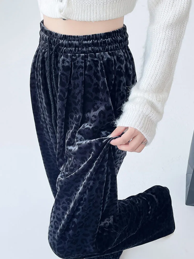 Women's Leopard Pants Baggy Streetwear 90s Aesthetic Streetwear Harajuku 2000s Y2k Pants Vintage Trousers Fashion Clothes 2024