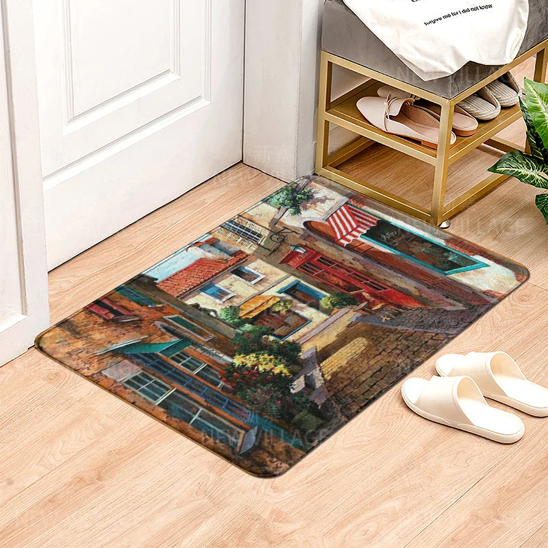 House entrance carpet Home doormat Animal oil painting style Room Foot mat bathroom non-slip mat Kitchen water absorption mat