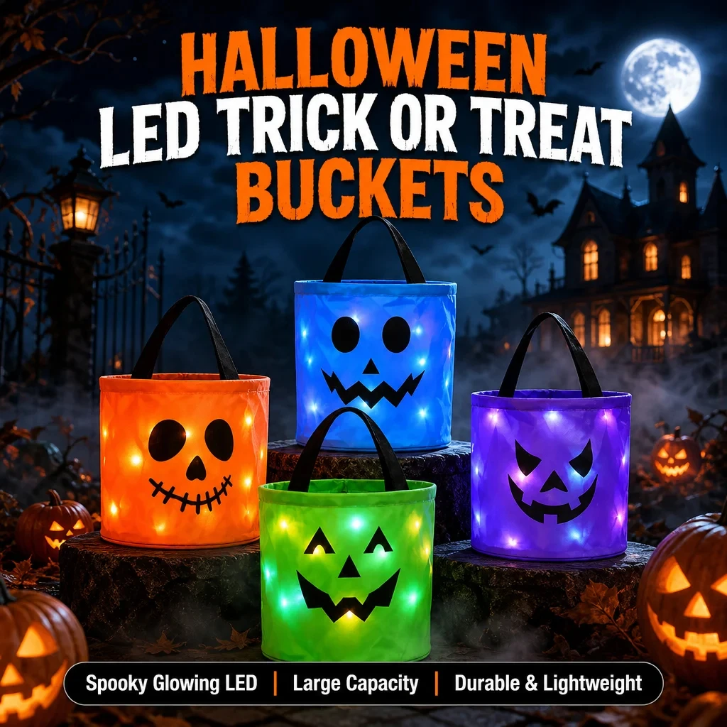 Halloween Pumpkin Decor Led - ハロウィン光るパンプキンキャンディバケツ、手持ちLEDファブリックキャンディバッグ、ホリデーパーティーデコレーションギフト