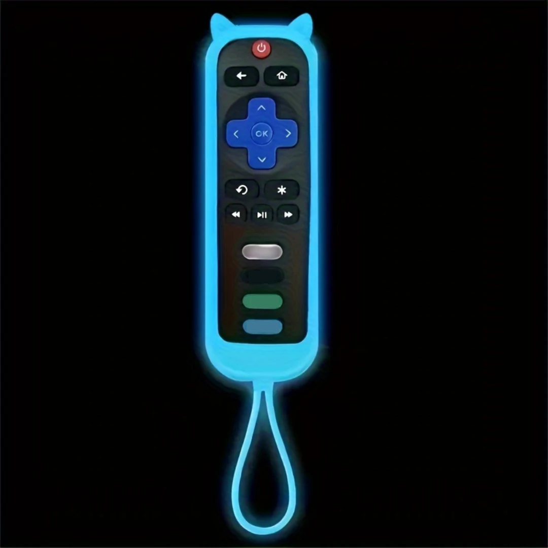 Im Dunkeln leuchtende Universal-Fernbedienungsabdeckung aus Silikon, Fernbedienungshülle mit Trageband, kompatibel mit TCL Hisense Roku TV-Fernbedienung