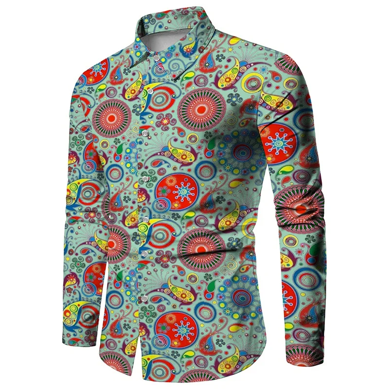 

Vintage 3D Printed Ancient Babylon Paisley Patterns Long Sleeve Shirts For Men Hinduism Spiritual Totem Graphic Shirts & Blouses