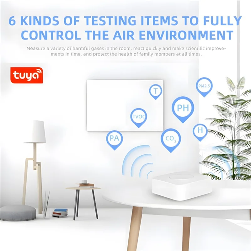 【b89e】air-quality-monitor-tuya-wifi-smart-air-box-detector-pm25-formaldehyde-vocs-co2-air-housekeeper-detects