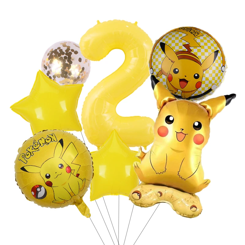 7 stücke Pokemon Ballon Set kinder Cartoon Party Dekoration Charmander Squirtle Bulbasaur Geburtstag 1-9 Anzahl Folien Ballon geschenk