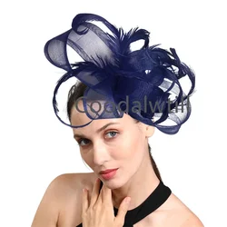 Pena preta Fascinator Grampo de Cabelo para Mulheres, Chapéu De Casamento, Igreja HeaDwear, Kentucky Festa Chapeau Cap, Senhoras Hatinator