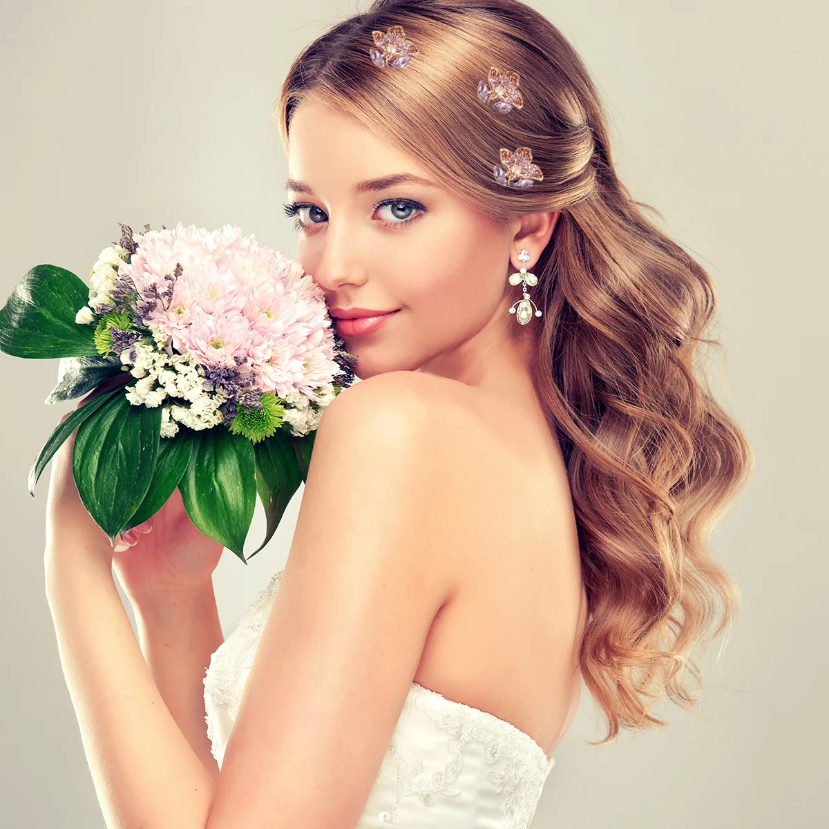 4 Stück Strass Braut Haarnadel Blumen Dekor Braut Kopfschmuck Hochzeit Haarschmuck Elegante Haargabel für Braut und Brautjungfern