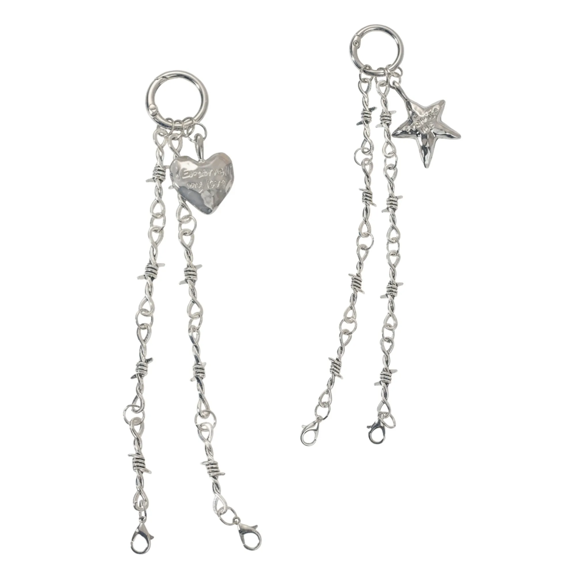Star Heart Chain Decor Shoe Accessory for Boots Punk Style Retro Finish Adjustable Length