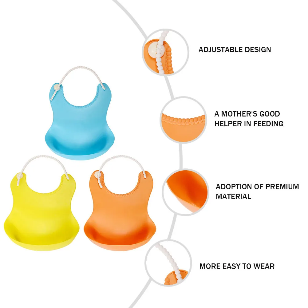 

3Pcs Baby Bib Adjustable Waterproof Feeding Apron Mealtime Bib Infant Dining Aid Snack Holder Children Dinning Supply