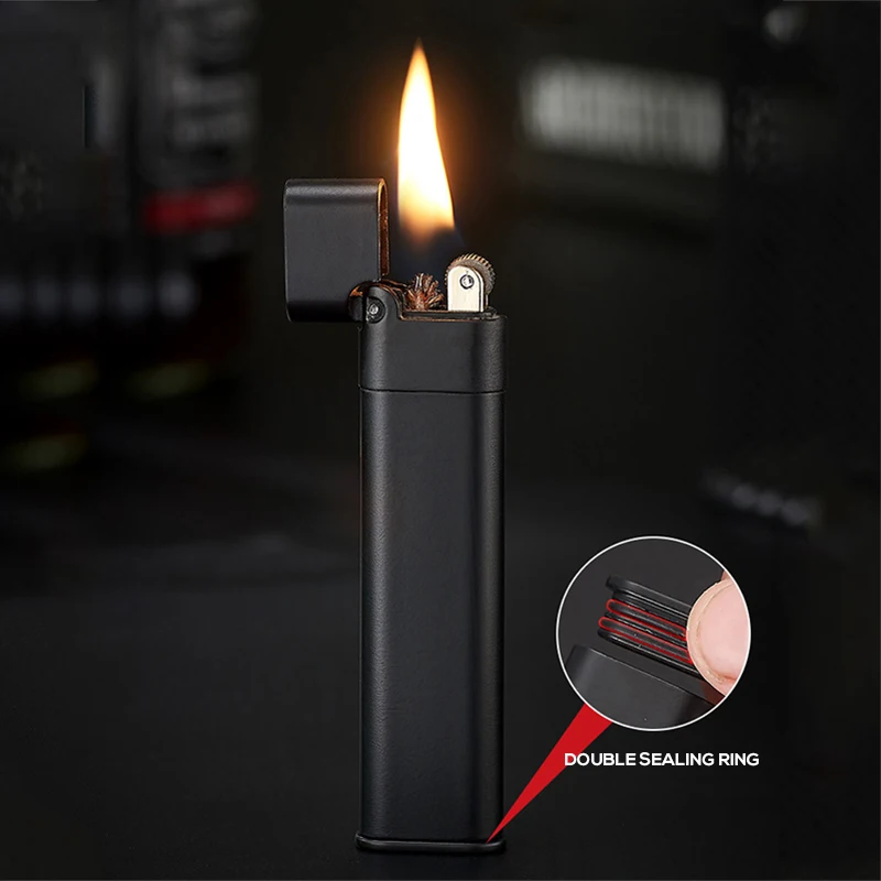 Mini Compact and Easy To Carry Kerosene Lighter Copper Retro Sturdy Refillable Wheel Lighter Smoking Cigarette Gift