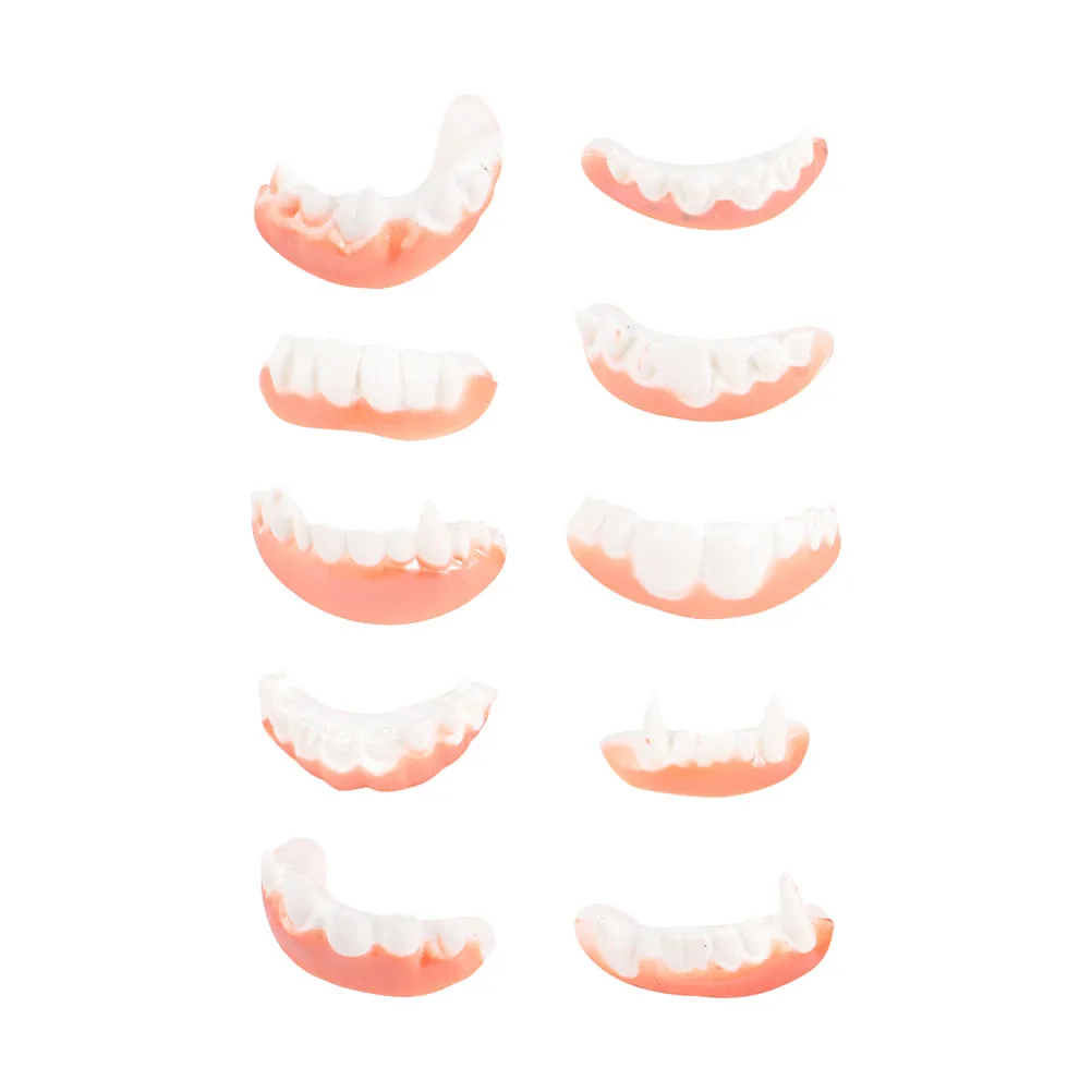 

10pcs Halloween Dentures Spooky Fake Teeth For Cosplay Party Horror Decoration Artificial Fangs Zombie Teeth Dress Up Prank