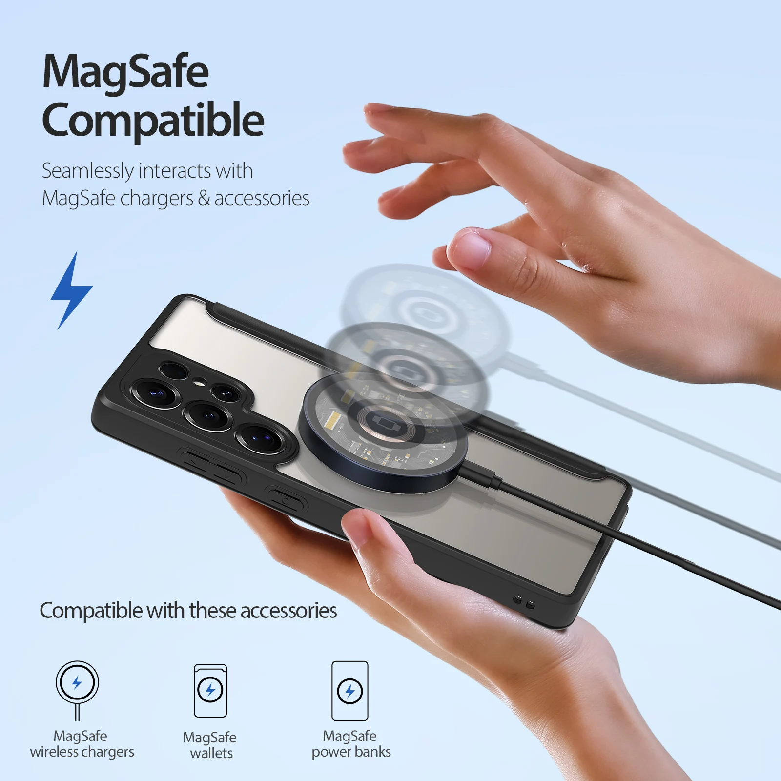 For Magsafe Case Samsung Galaxy S25 S24 S23 Ultra Plus Shockproof Card Pocket Magnetic Wireless Charge Flip Leather Wallet Cover