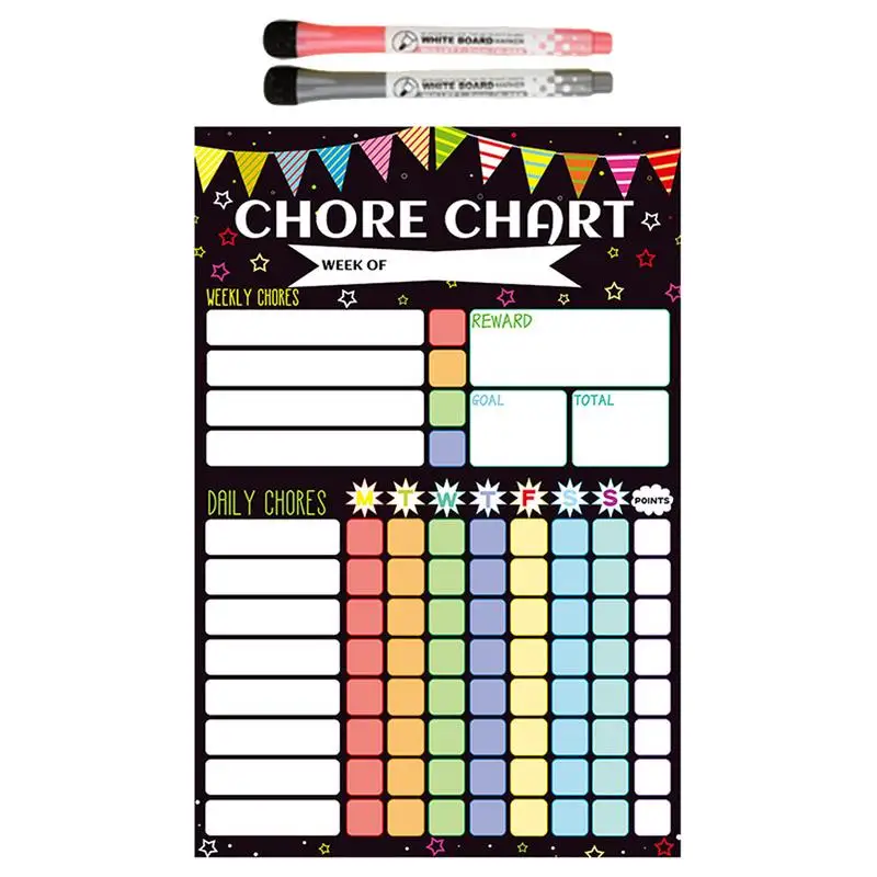 Imagem -06 - Dry Apagar Chore Chart With Markers Calendar Self-profession Chart Activity Planner Board Escola e Escritório Acessórios