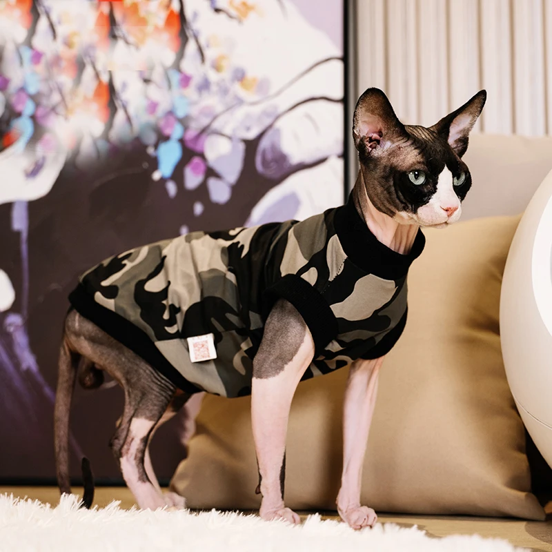 Camouflage Pattern Pet Dress Sphynx Hairless Cat Clothes for Cat Devon Rex Conis Cat Costume Kitten Outfits Sphynx Cat Dress