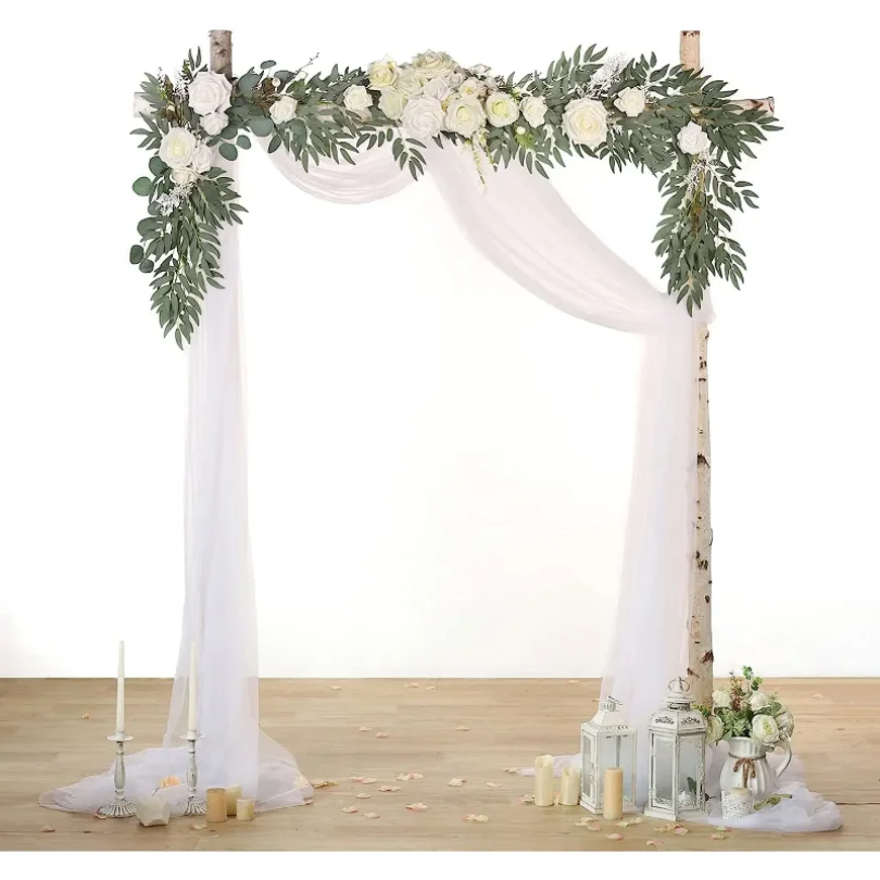 Forest Lawn Wedding Floral Display Artificial Flowers Strings For Arch Wooden Door Window Long Table Background Decoration Frame