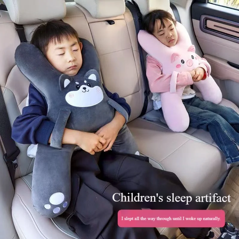Children's Car Rear Sleeping Artifact Car Headrest Lumbar Support Anti Pinch Neck Cute Cartoon Sleeping Pillow