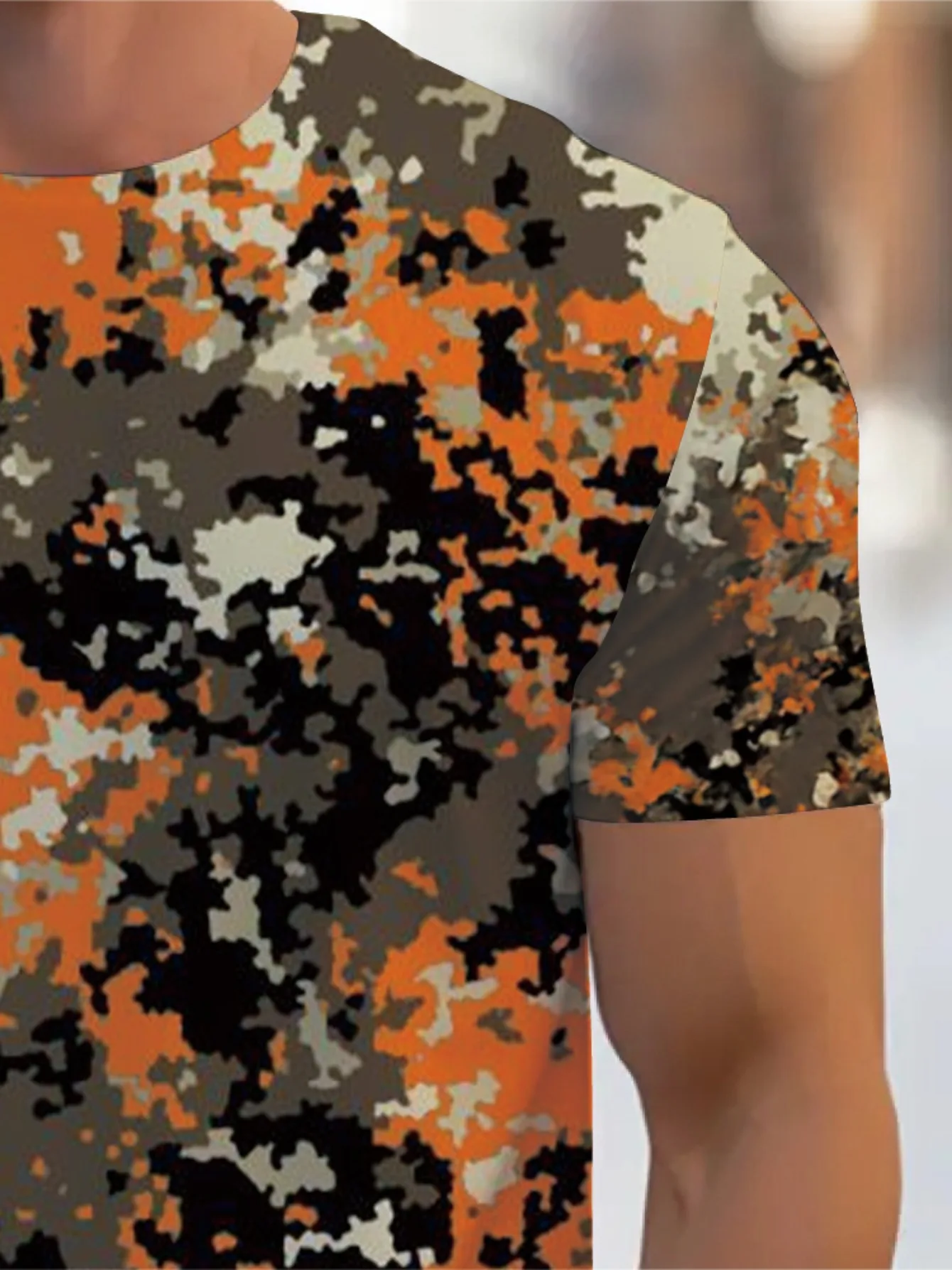  تي شيرت رجالي مموه مع طباعة جريئة ثلاثية الأبعاد أنيق بأكمام قصيرة ورقبة دائرية تي شيرت غير رسمي لملابس غير رسمية بلوفر صيد السمك #5