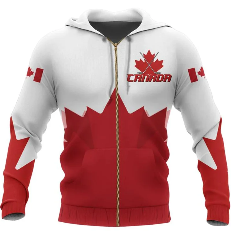 Maple Leaf Generation Zipped Hoodies para Homens e Mulheres, 3D All Over Impresso, Moletons de Rua, Roupas Y2K, Moda Pullover, Novo, Canadá