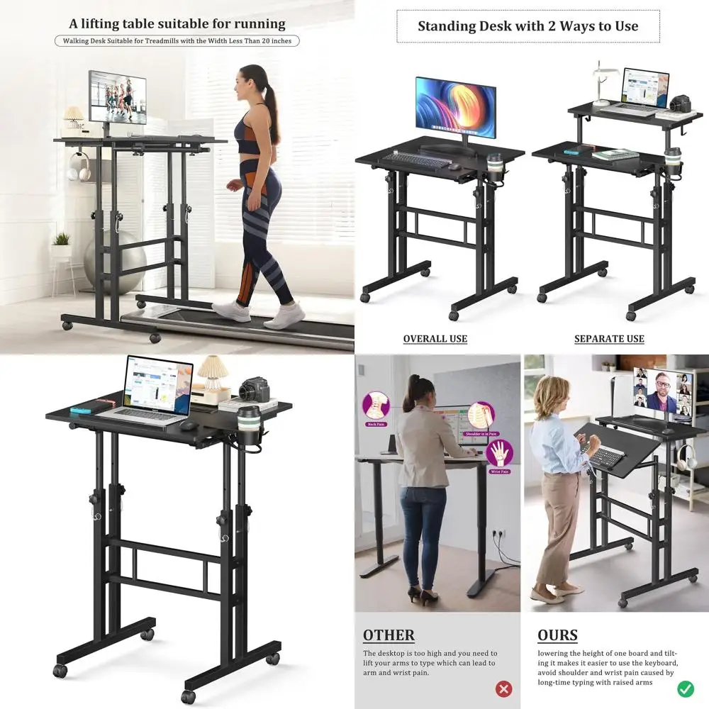 

Портативный передвижной стол-тумба с регулируемой высотой, мобильный компьютерный стол на колесиках