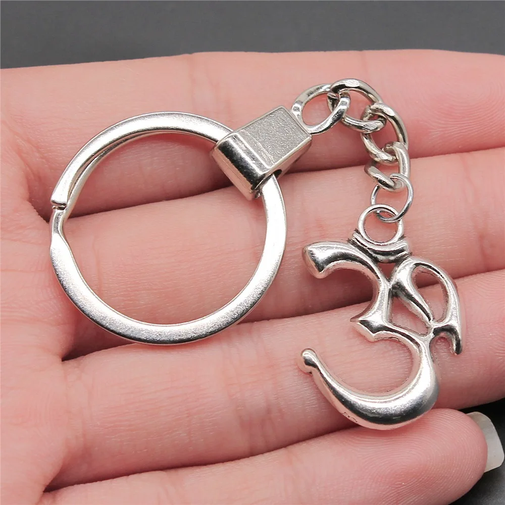 Dropshipping Men Keychain Vintage 2 Colors 28x22mm Om Pendant Souvenirs Gift