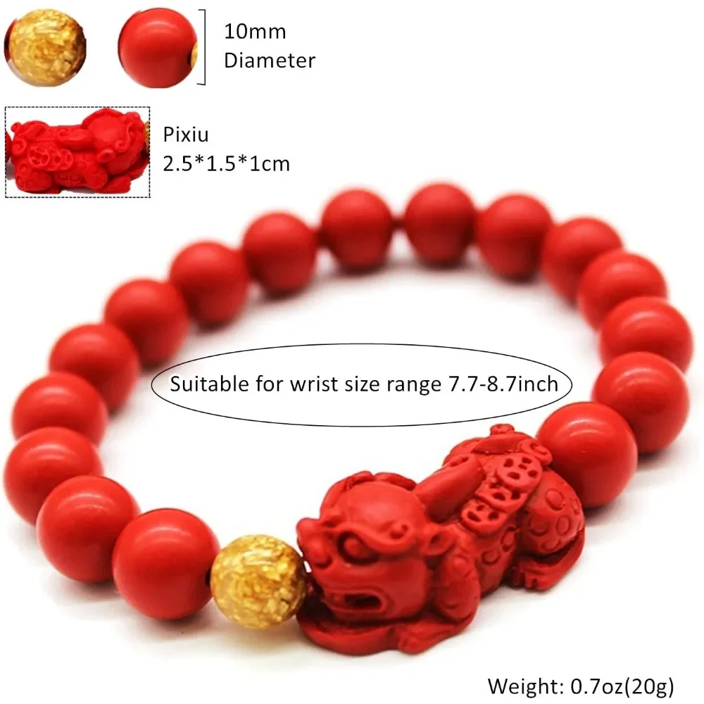 Colorful jewels and adjustable feng shui prosperity lucky red bead bracelet cinnabar magic charm wealth good luck jewelry.