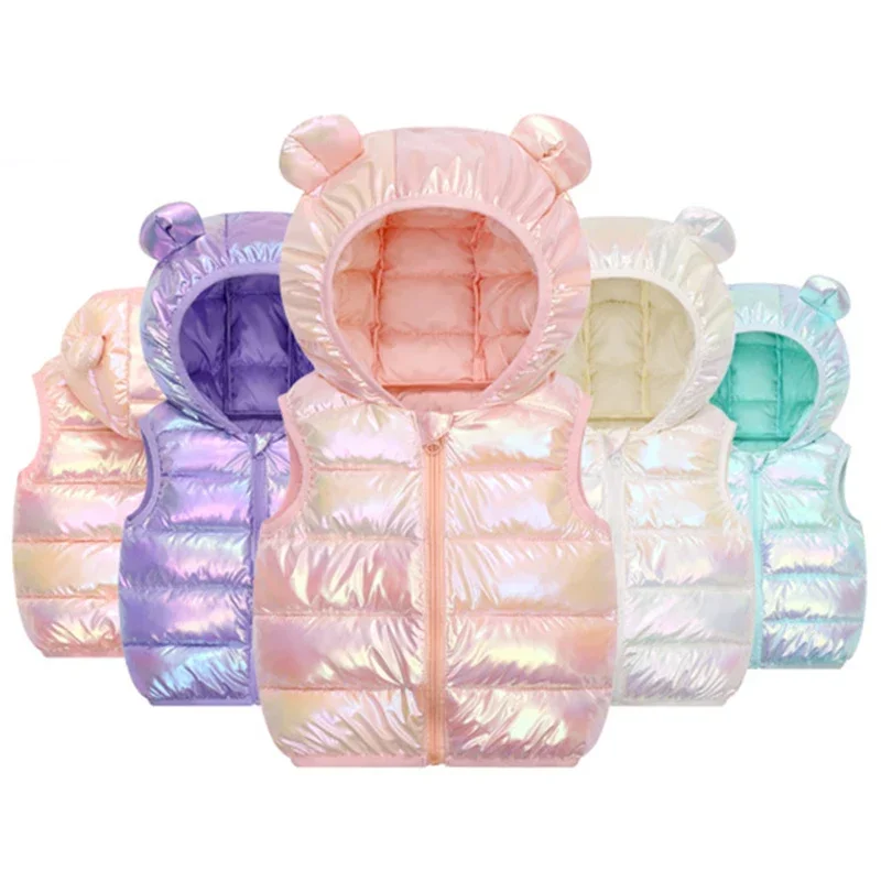 

Autumn Winter Children Warm Down Vest Baby Cotton Waistcoat Kids Outerwear Vest Children Clothing Boys Girls Hooded Jackets Coat