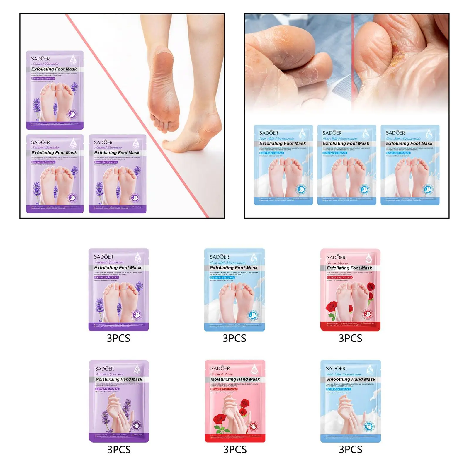 Soft Feet Mask Exfoliating Peel Non Woven Socks Refreshing Callus Care for Women Men Dry Heel Relief