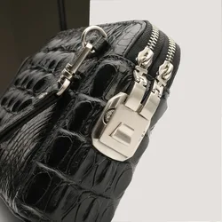 2023 Luxury Skull Crocodile Leather Men Wallets Passlock Business Genuine Leather Clutch Bag Double Zipple Large Capacity Bag 45