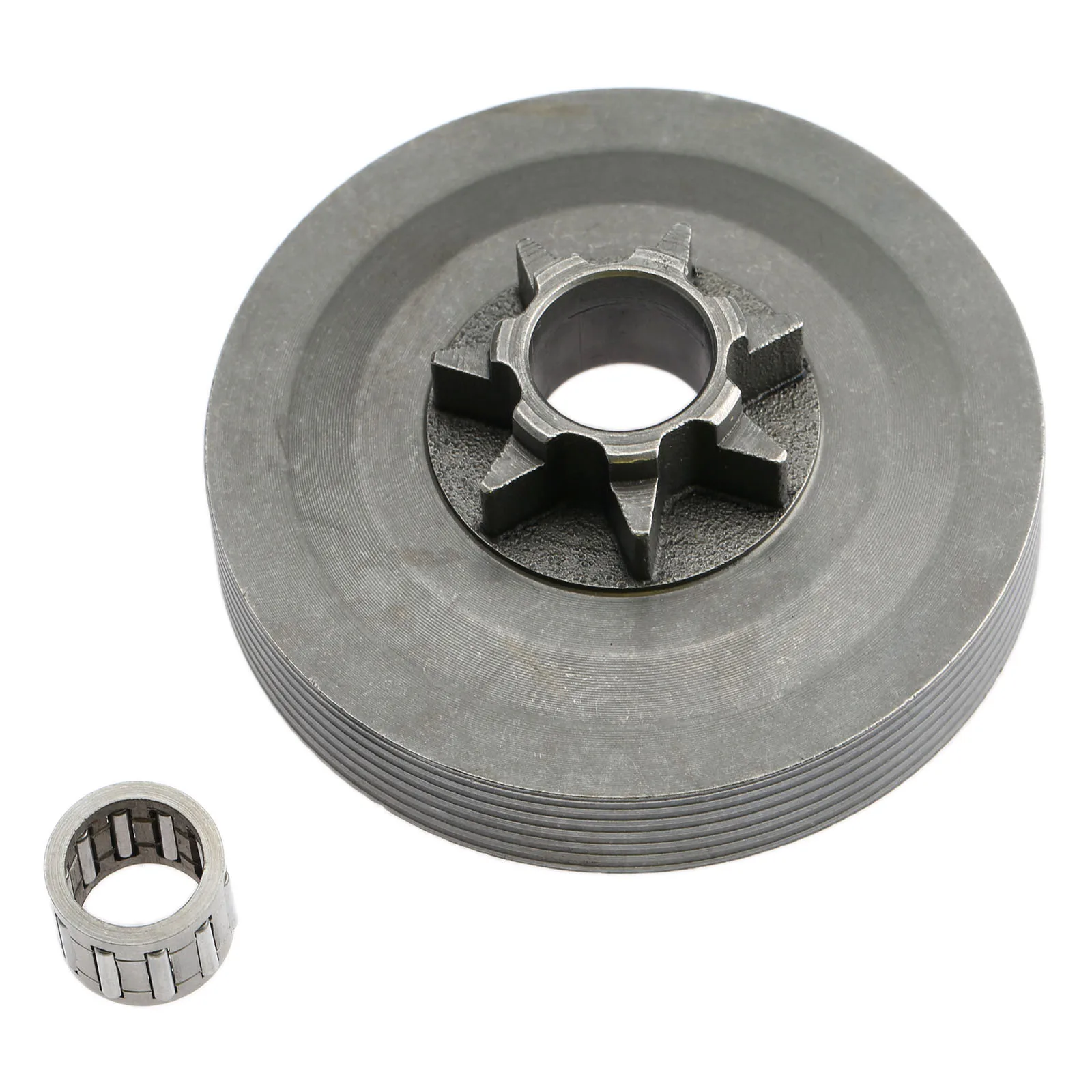 Kit de piñón de tambor de transmisión de embrague de motosierras con juego de cojinete de aguja para piezas de motosierra de 45CC 52CC 58CC, piezas de herramientas eléctricas de jardín, 2 piezas por juego