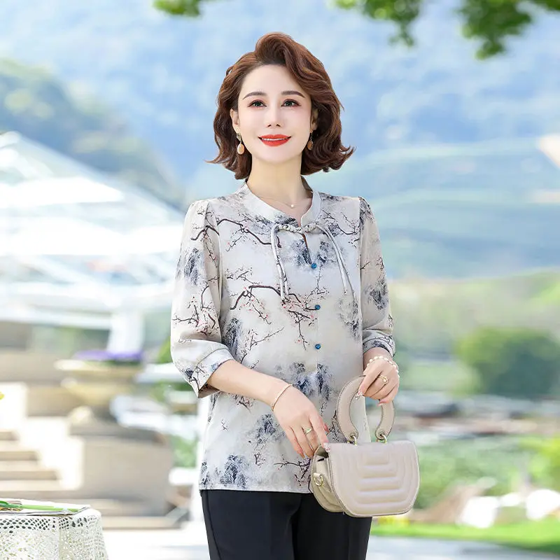 

New Summer Middle-aged Mother Floral Sleeveless Top Shirt